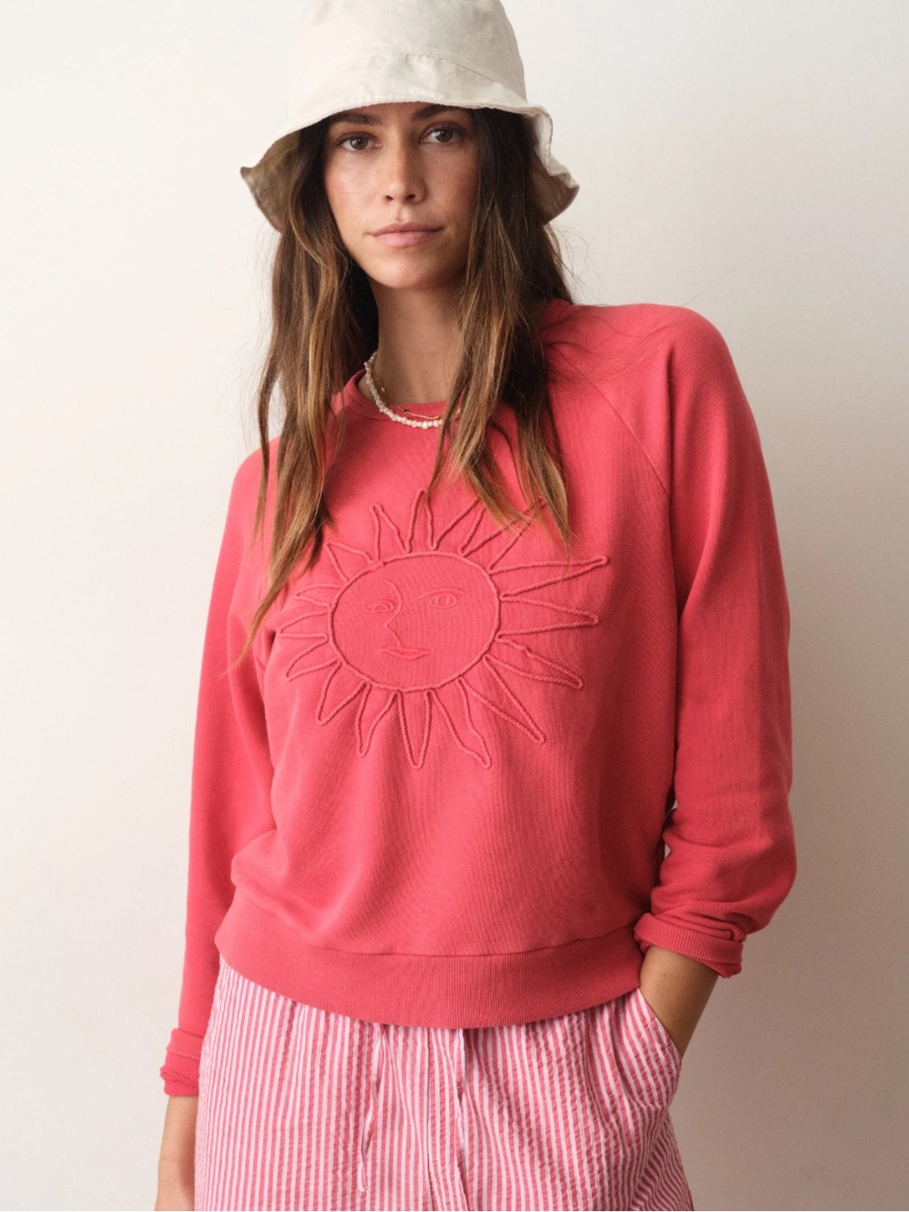 Marine Layer Cloud 9 Terry Sweatshirt in Embroidered Washed Red Size XS